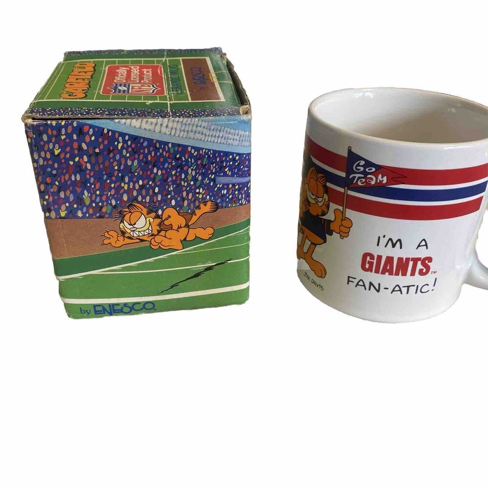 Vintage Enesco Coffee Cup NFL New York Giants X Garfield Otis Mug w/ Box